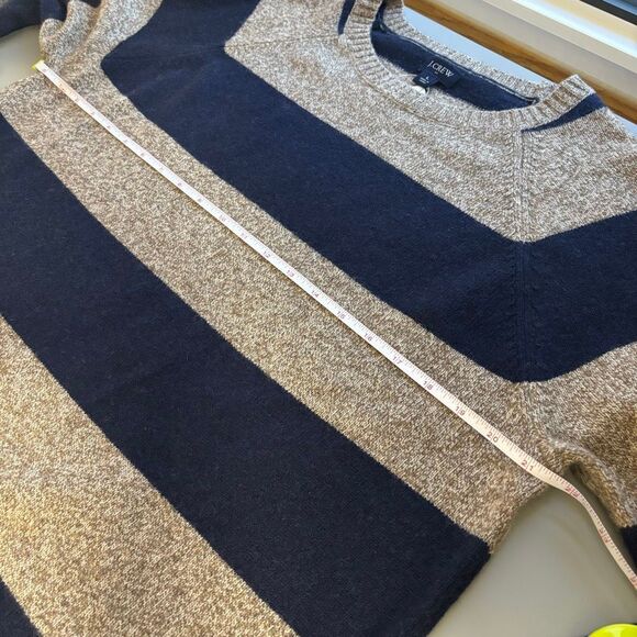 J. Crew Striped lambswool blend sweater marled mole navy men’s large new - Picture 5 of 10